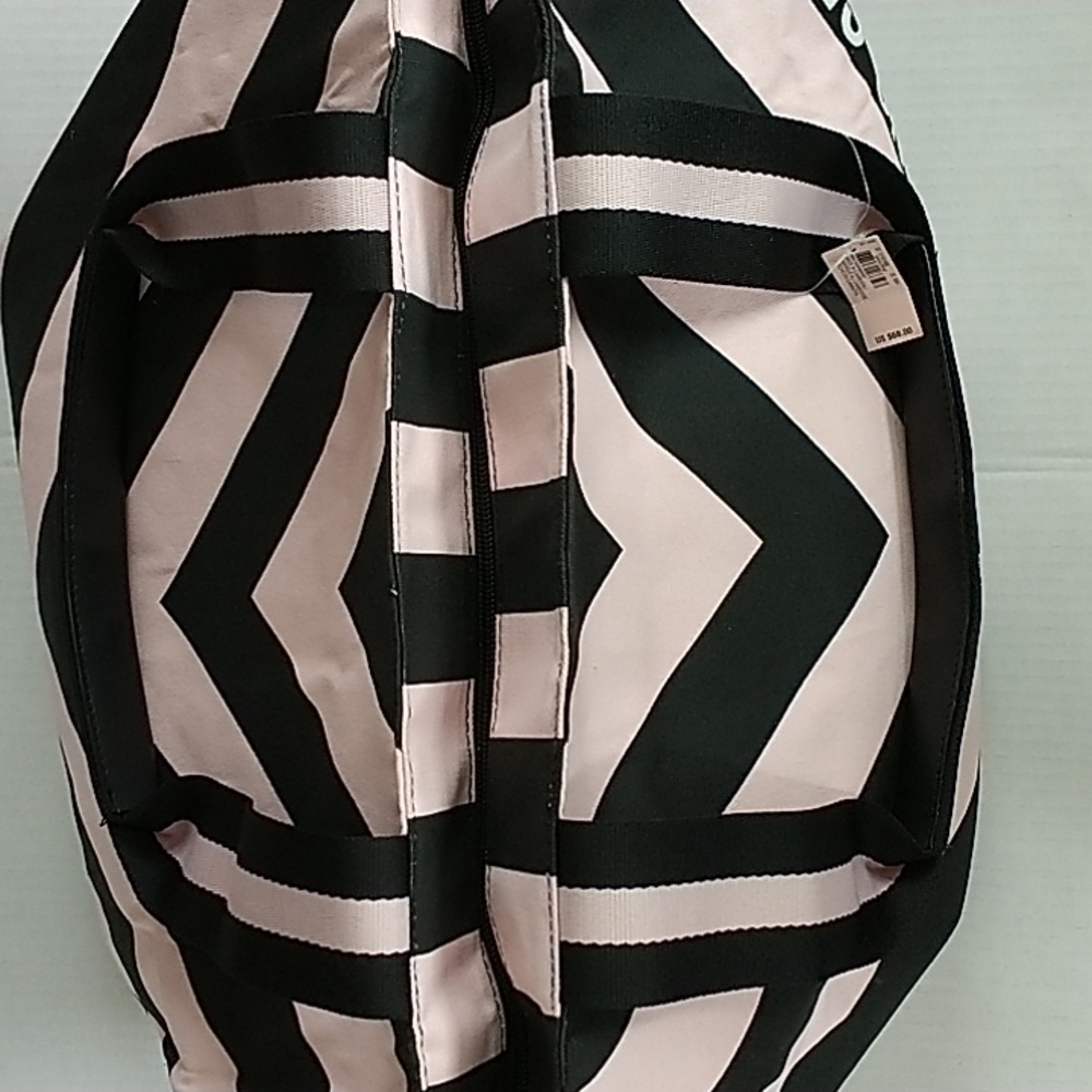Victoria's Secret V Striped Limited Edition Pink/Black Weekender Tote Bag - Picture 8 of 11